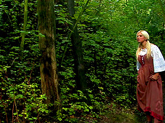 Horny knights giving the blonde a good drilling in the wilderness
