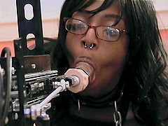 Ebony slave girl spreads her legs to be tortured by a white girl