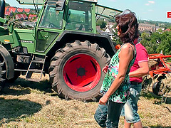 German skinny mature milf fuck outdoor with a farmer